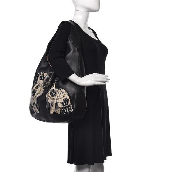 GUCCI CALFSKIN KING CHARLES SPANIEL DOGS EMBROIDERED DIONYSUS HOBO-LIMITED - Picture 3 of 3